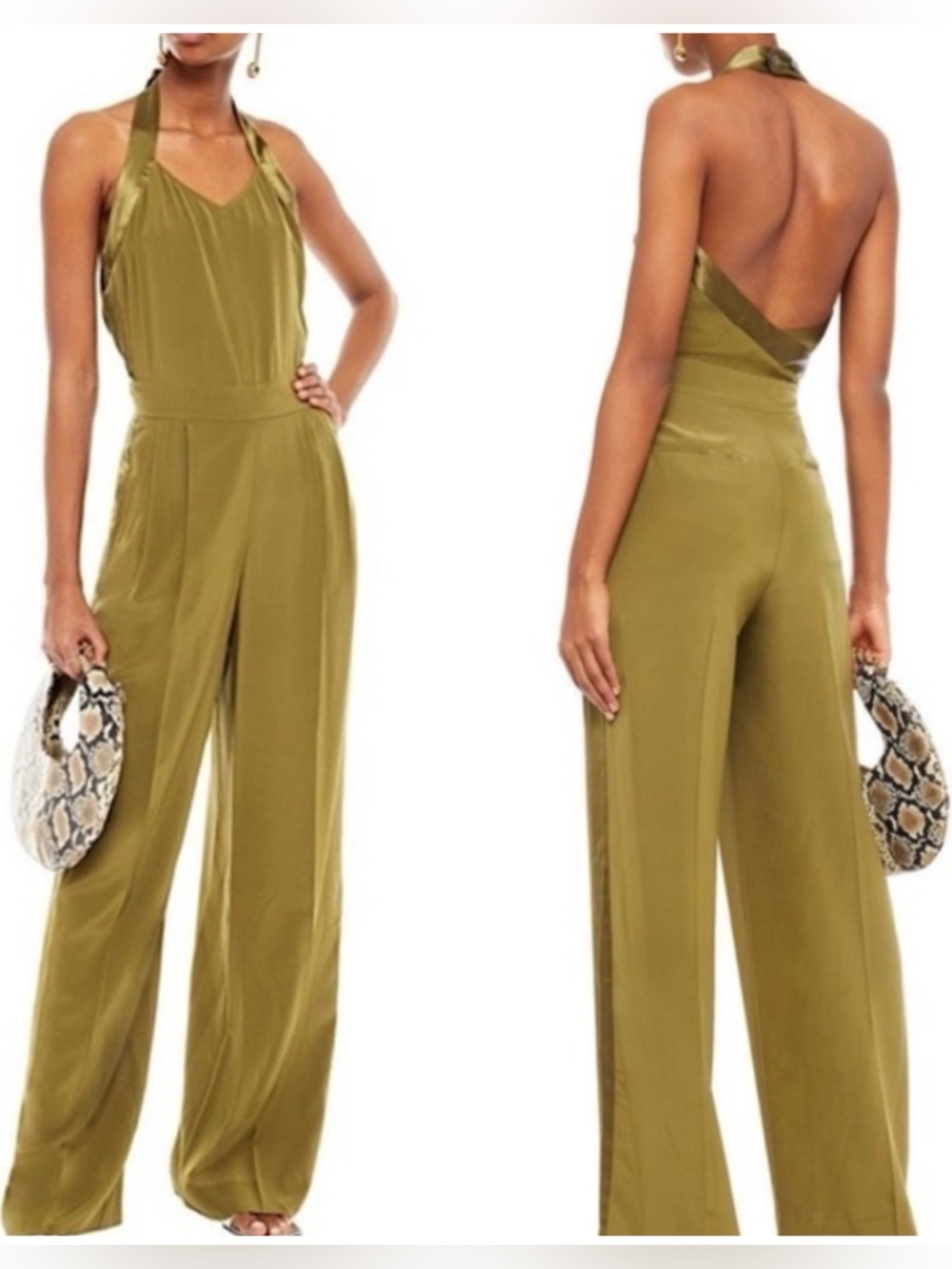 Rag & Bone Olive Green New York Silk Jumpsuit Size 8